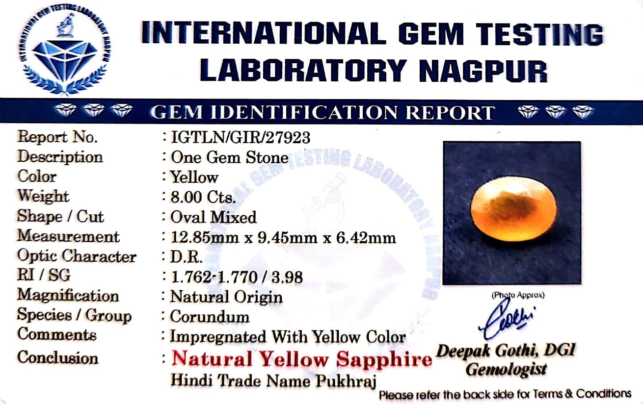 Yellow Sapphire - Pukhraj Stone - Carat 8.00