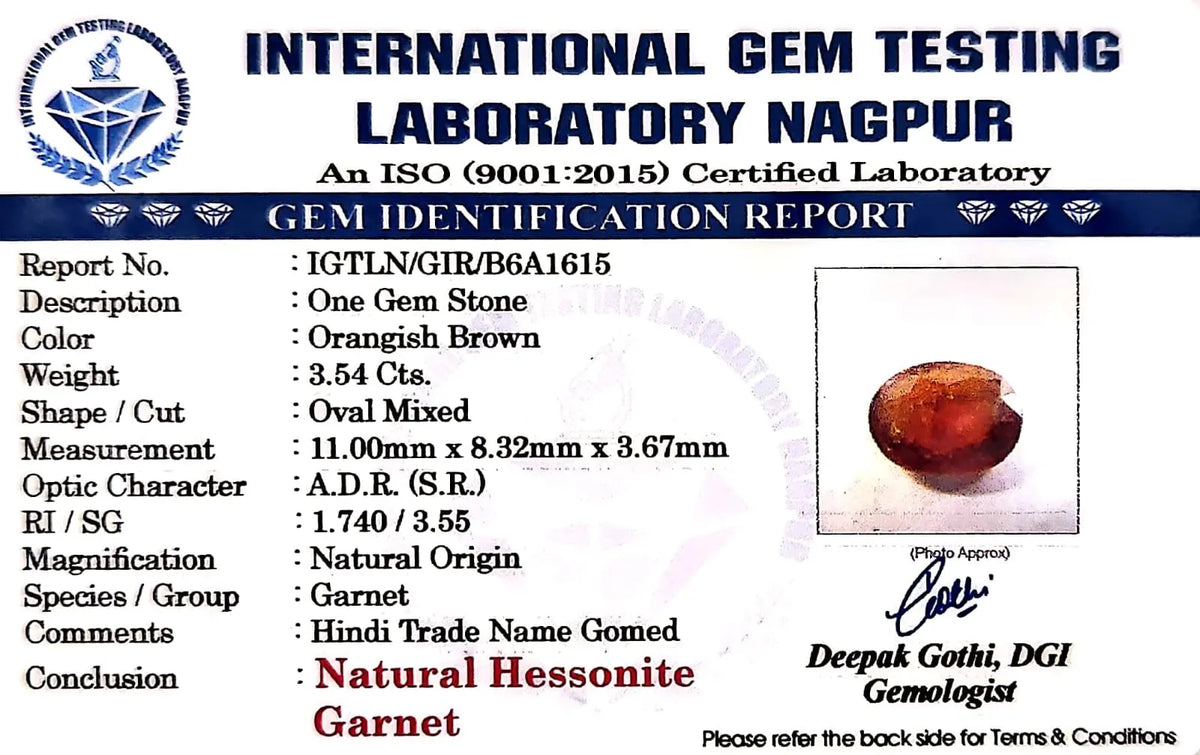 Gomed Stone (Hessonite) - Carat 3.54