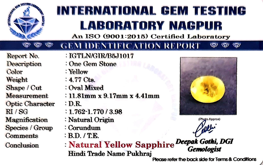 Yellow Sapphire - Pukhraj Stone - Carat 4.77