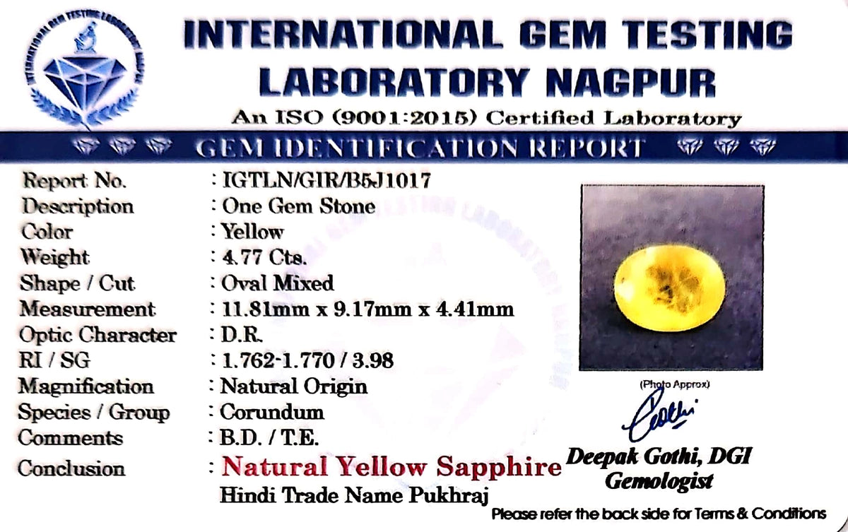 Yellow Sapphire - Pukhraj Stone - Carat 4.77