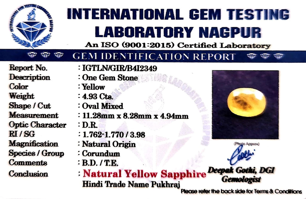 Yellow Sapphire - Pukhraj Stone - Carat 4.93