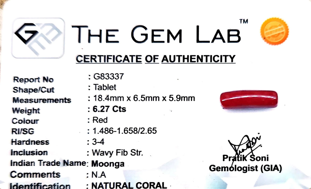 Red Coral - Moonga Gemstone - Carat 6.27
