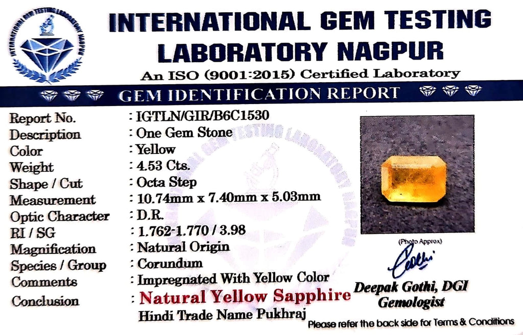 Yellow Sapphire - Pukhraj Stone - Carat 4.53