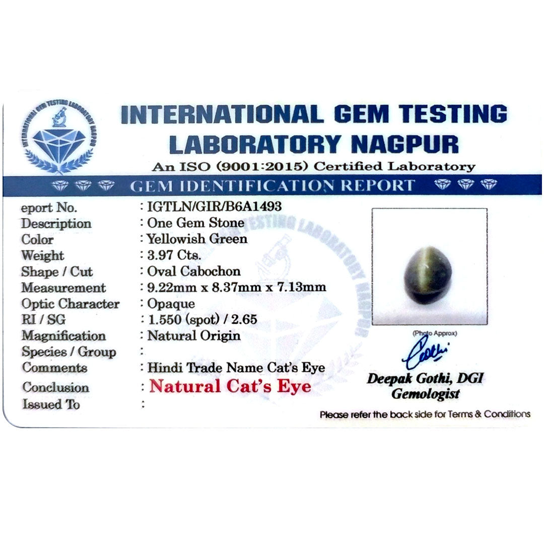 Catseye Stone (Lehsuniya Stone) - Carat 3.97