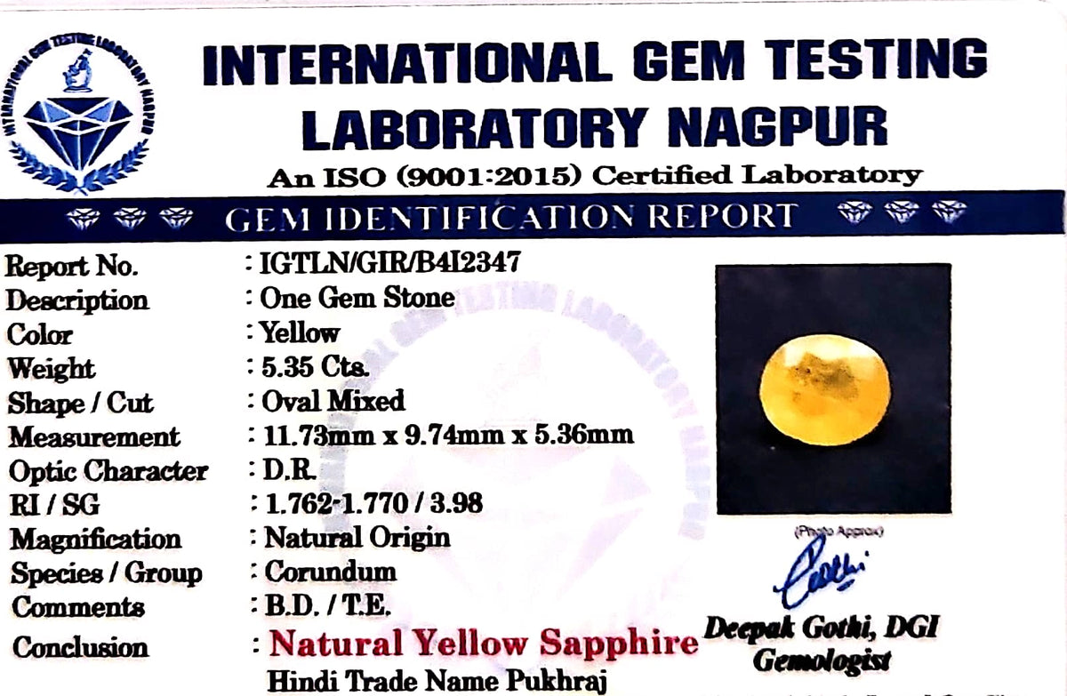 Yellow Sapphire - Pukhraj Stone - Carat 5.35