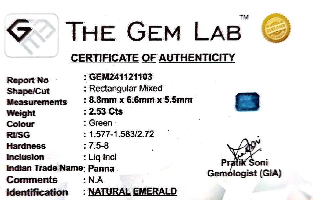 Emerald Stone - Panna stone - Carat 2.53