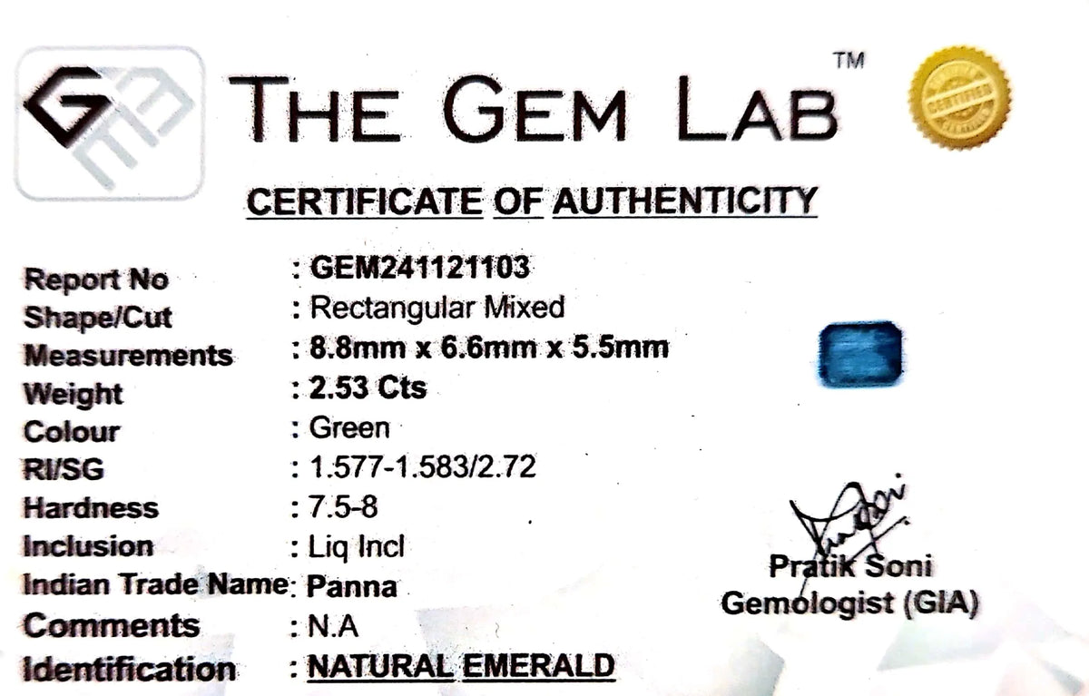 Emerald Stone - Panna stone - Carat 2.53
