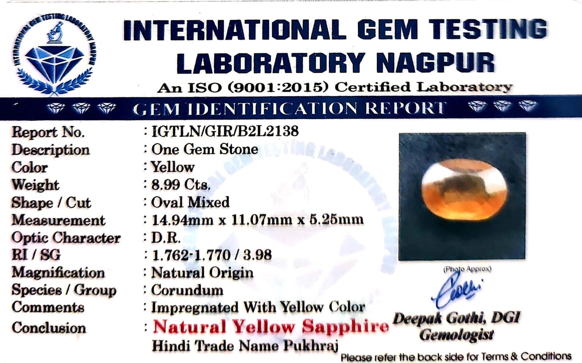 Yellow Sapphire - Pukhraj Stone - Carat 8.99