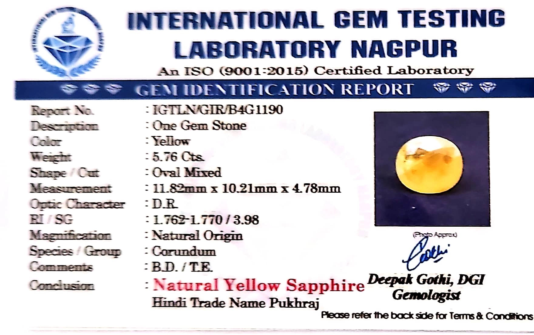 Yellow Sapphire - Pukhraj Stone - Carat 5.76