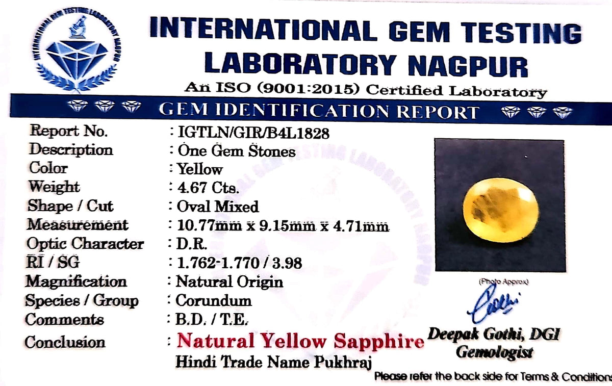 Yellow Sapphire - Pukhraj Stone - Carat 4.67