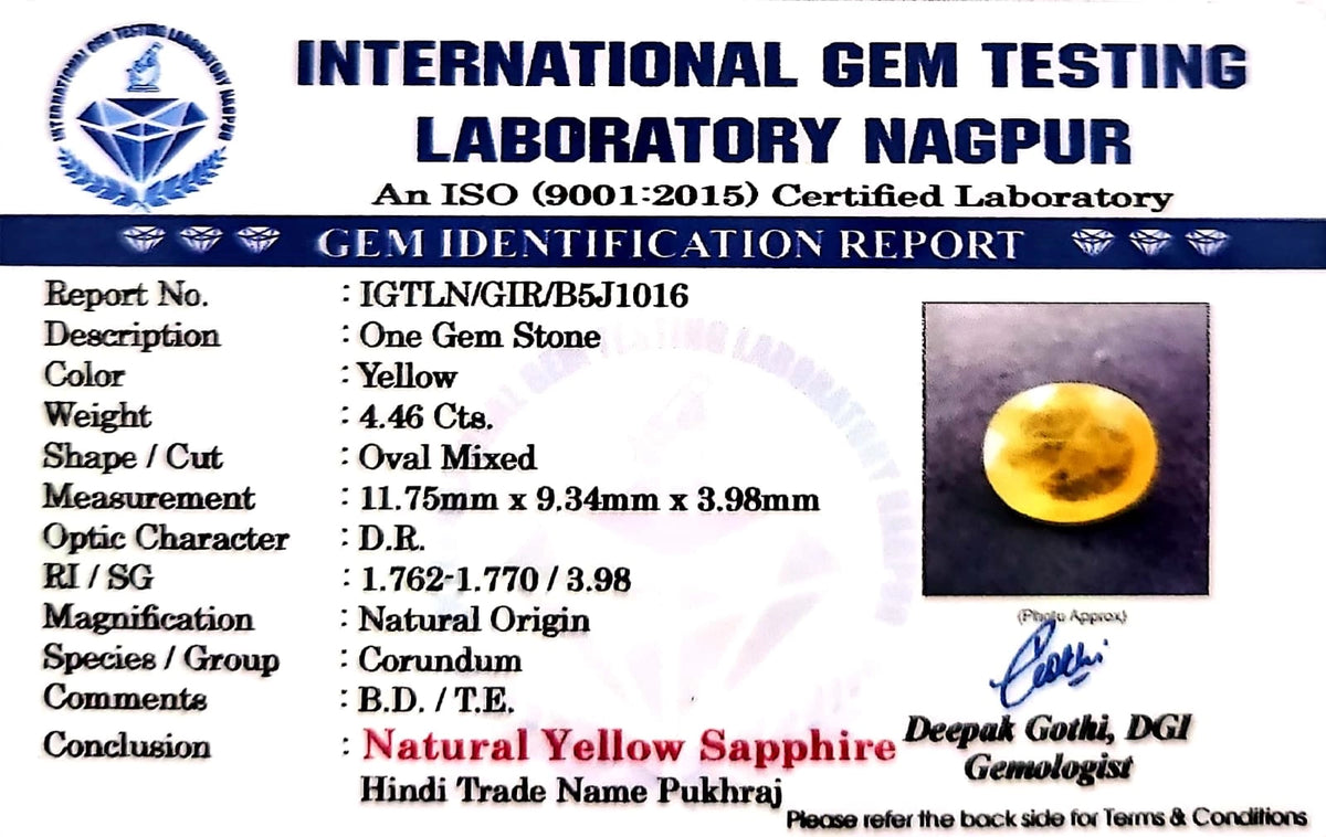 Yellow Sapphire - Pukhraj Stone - Carat 4.46