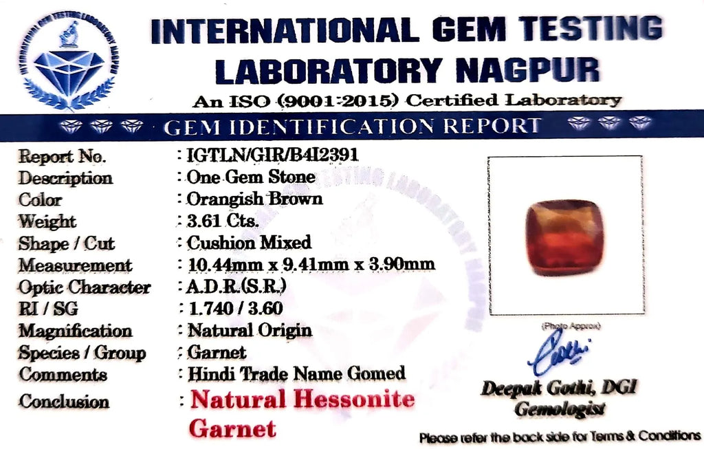 Gomed Stone (Hessonite) - Carat 2.26