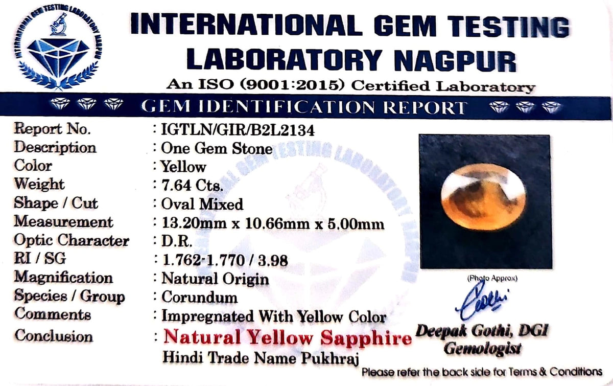 Yellow Sapphire - Pukhraj Stone - Carat 7.64
