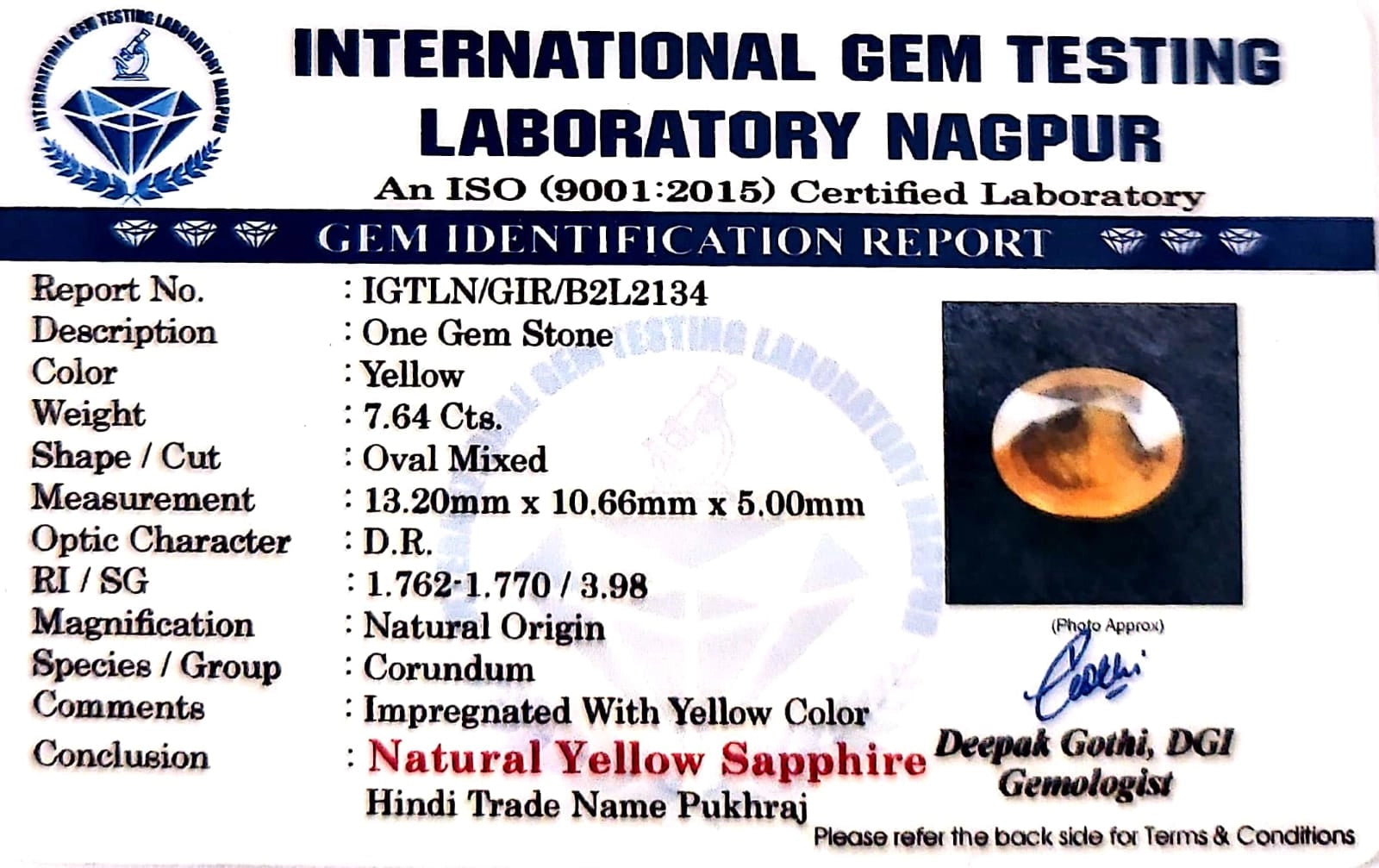Yellow Sapphire - Pukhraj Stone - Carat 7.64