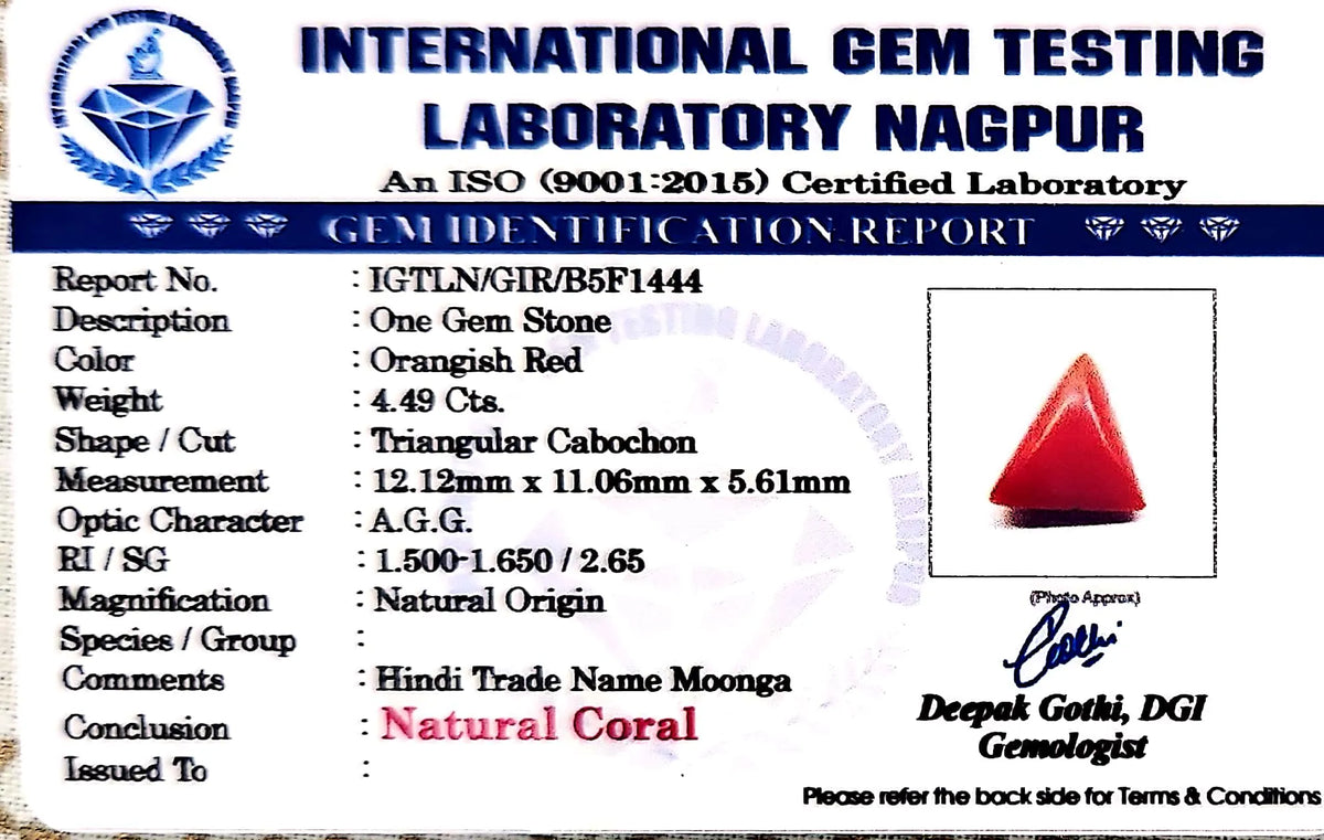 Red Coral - Moonga Gemstone - Carat 4.49