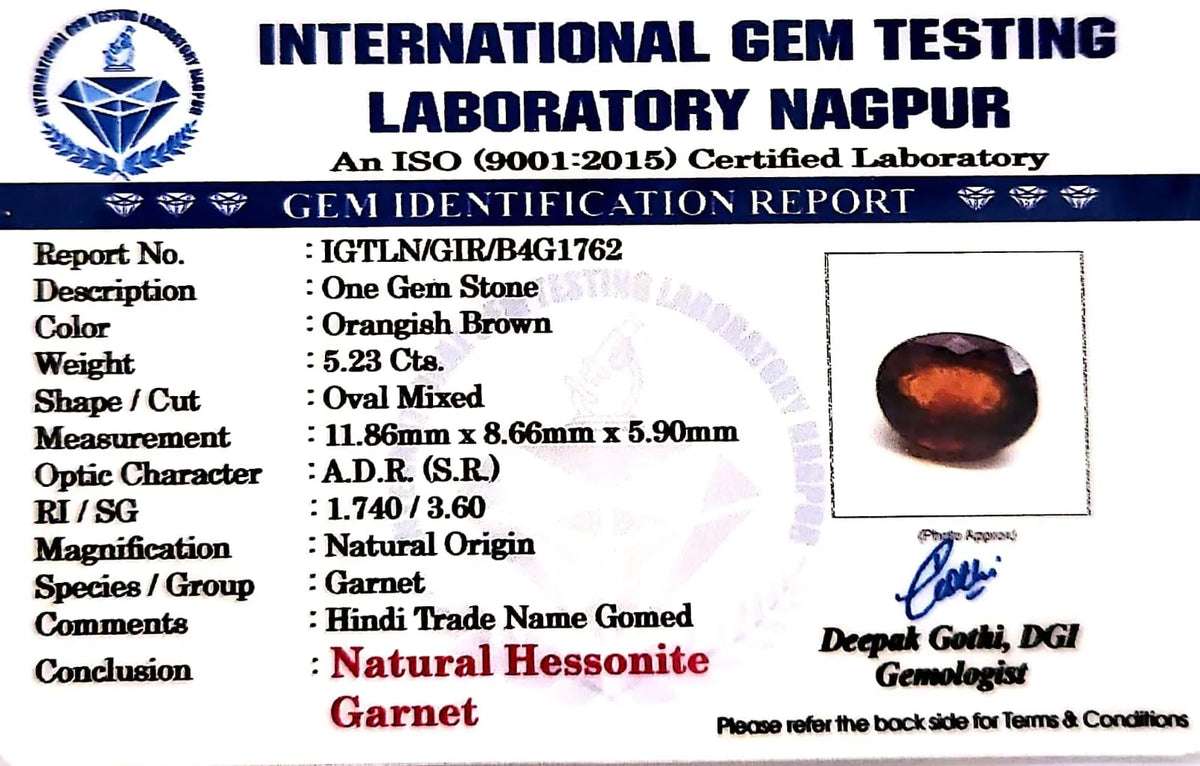 Gomed Stone (Hessonite) - Carat 5.23