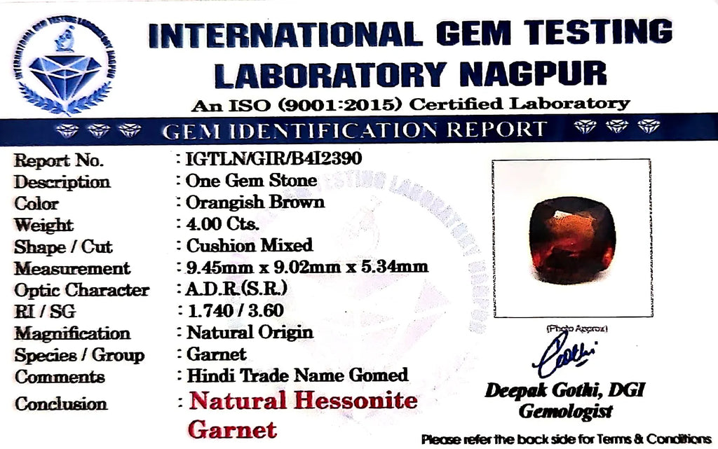 Gomed Stone (Hessonite) - Carat 4.00
