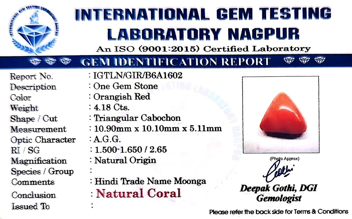 Red Coral - Moonga Gemstone - Carat 4.81