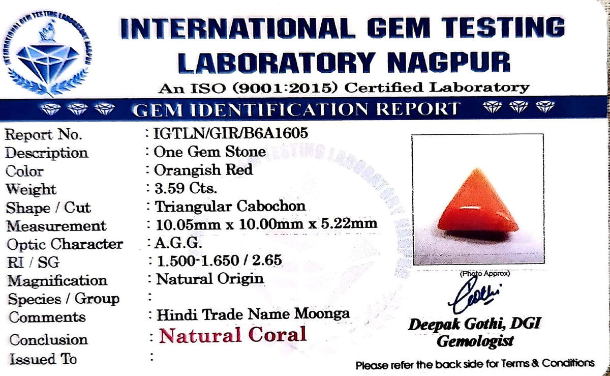 Red Coral - Moonga Gemstone - Carat 3.59