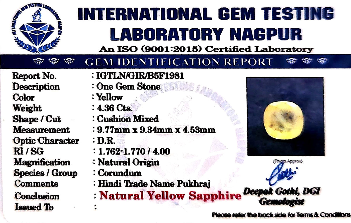Yellow Sapphire - Pukhraj Stone - Carat 4.36