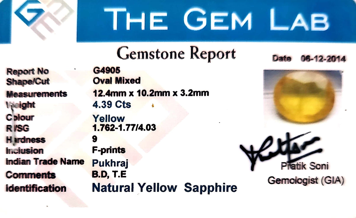 Yellow Sapphire - Pukhraj Stone - Carat 4.39