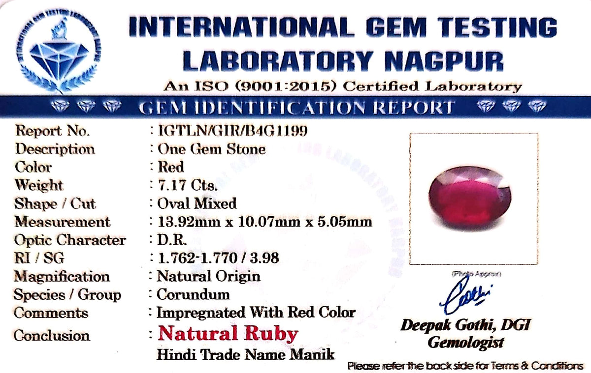 Ruby - Manik Stone - Carat 7.17