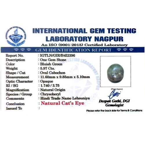 Catseye Stone (Lehsuniya Stone) - Carat 5.97