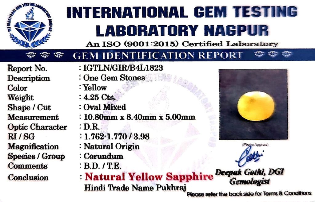 Yellow Sapphire - Pukhraj Stone - Carat 4.25