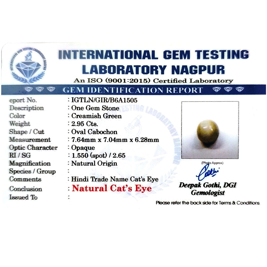 Catseye Stone (Lehsuniya Stone) - Carat 2.95