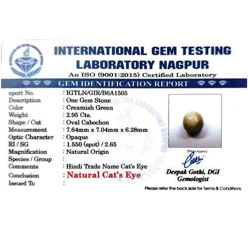Catseye Stone (Lehsuniya Stone) - Carat 2.95