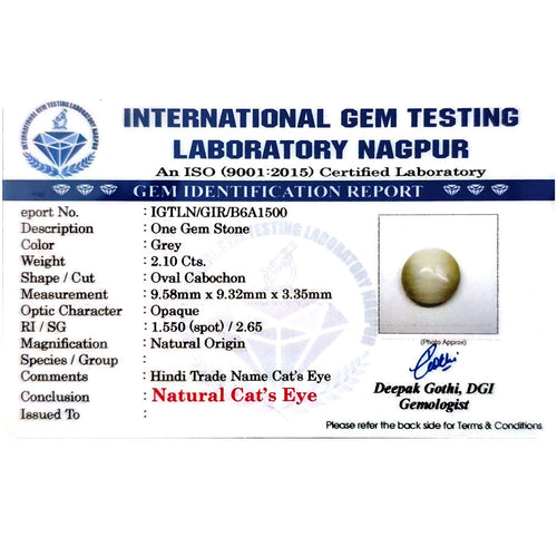 Catseye Stone (Lehsuniya Stone) - Carat 2.10