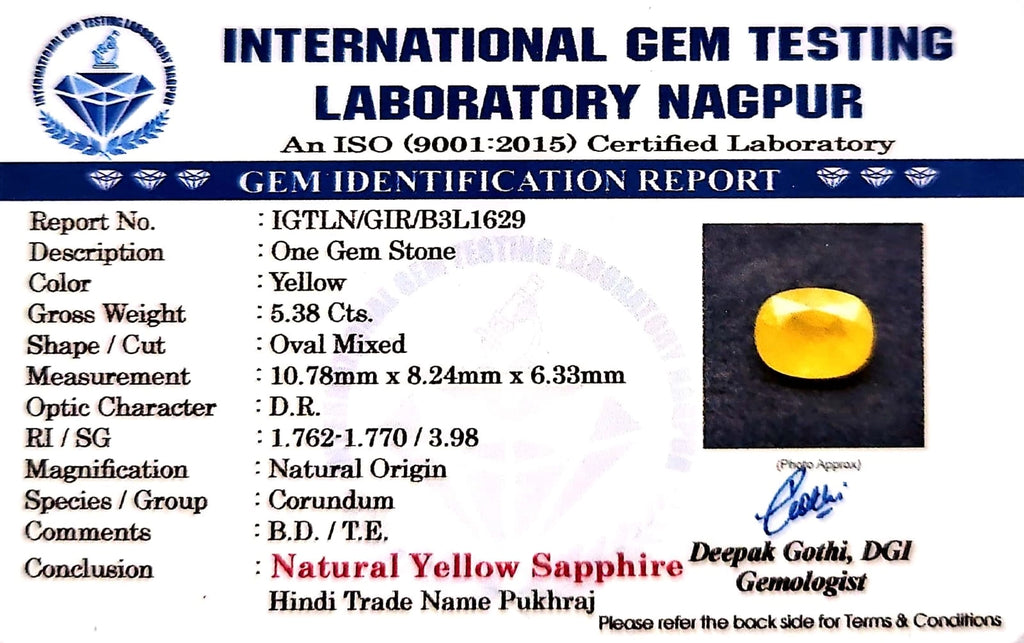Yellow Sapphire - Pukhraj Stone - Carat 5.38