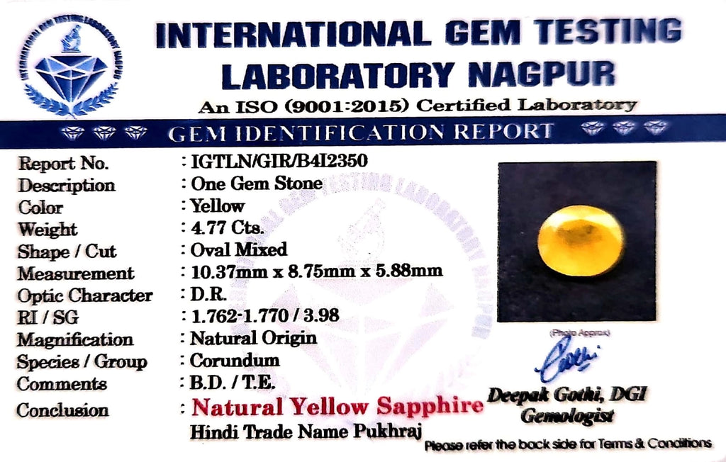 Yellow Sapphire - Pukhraj Stone - Carat 4.77