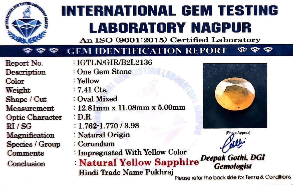 Yellow Sapphire - Pukhraj Stone - Carat 7.41