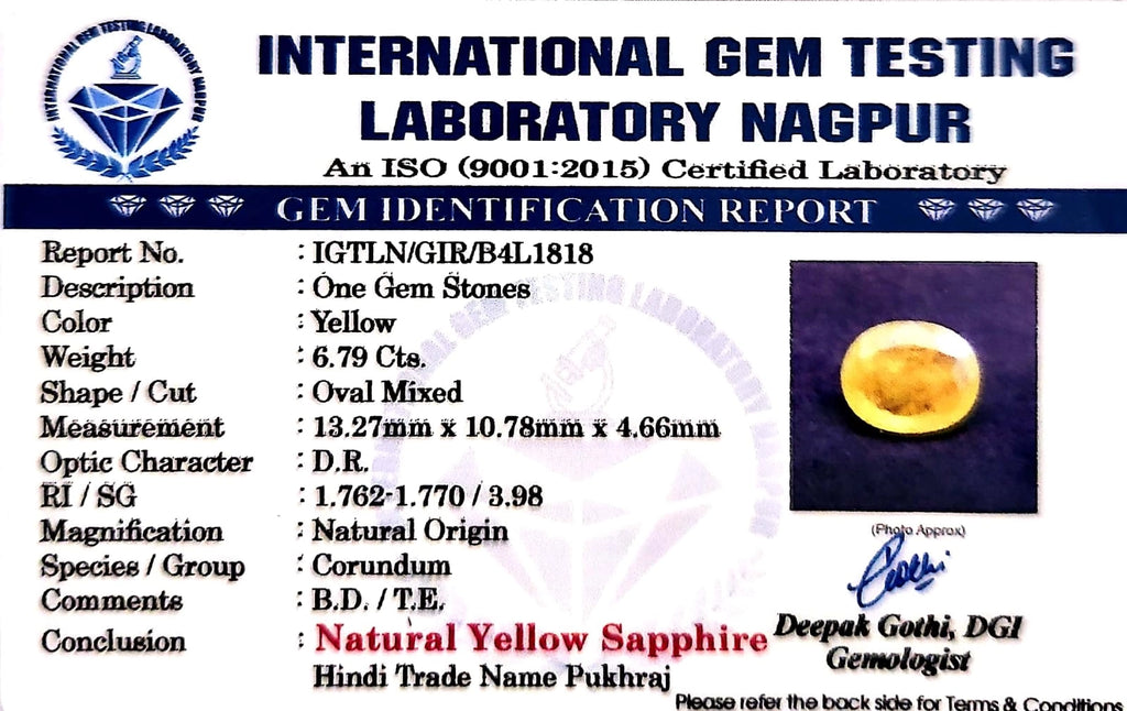 Yellow Sapphire - Pukhraj Stone - Carat 6.79