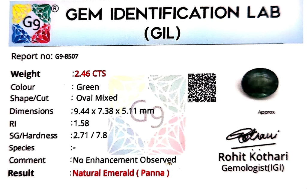 Emerald Stone - Panna stone - Carat 2.46