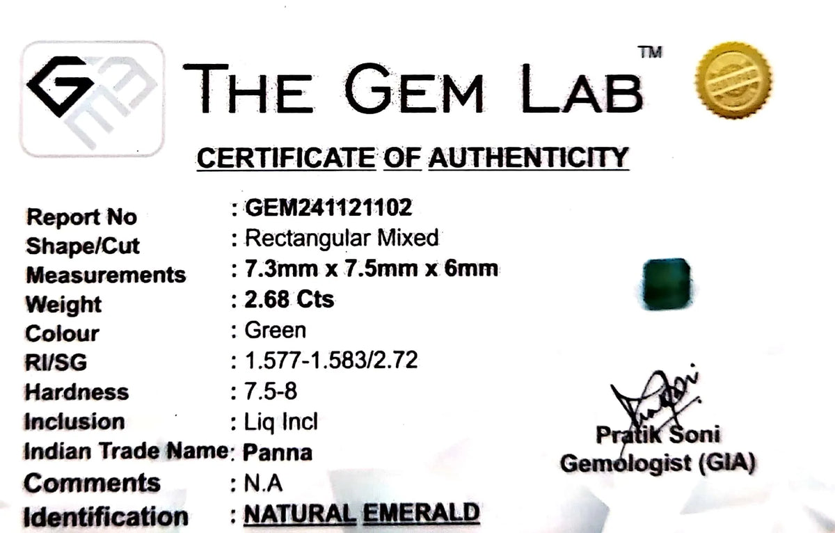 Emerald Stone - Panna stone - Carat 2.68