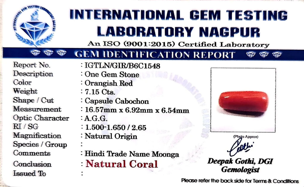 Red Coral - Moonga Gemstone - Carat 7.15