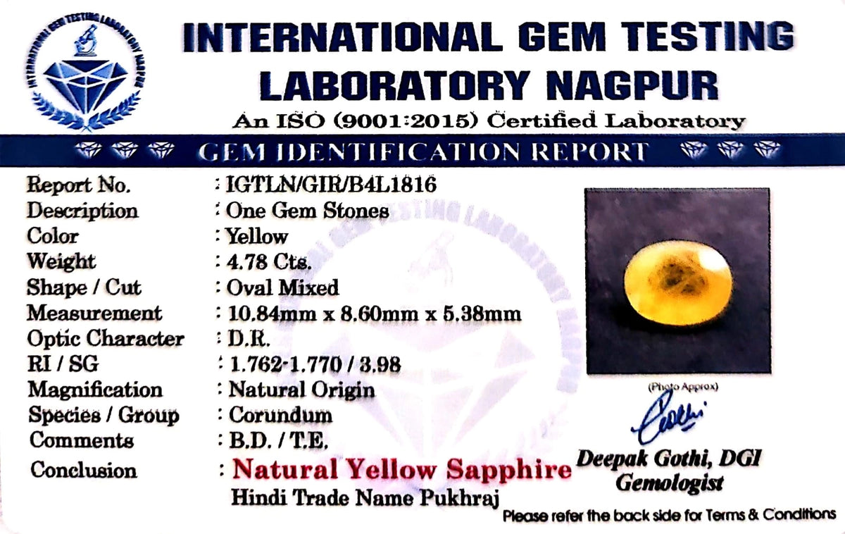 Yellow Sapphire - Pukhraj Stone - Carat 4.78