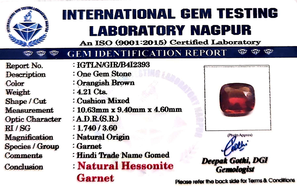 Gomed Stone (Hessonite) - Carat 4.21