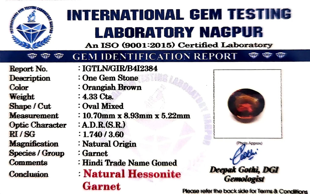 Gomed Stone (Hessonite) - Carat 4.33