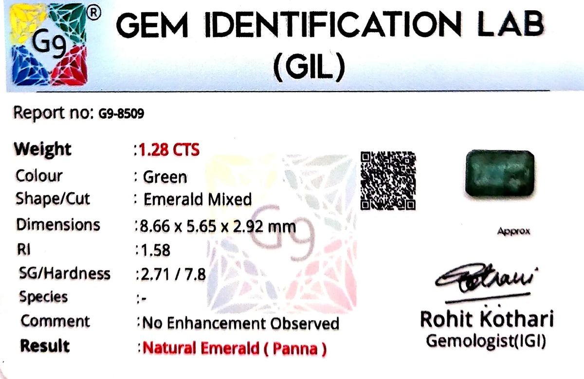 Emerald Stone - Panna stone - Carat 1.28