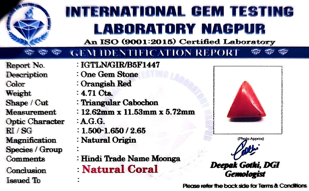 Red Coral - Moonga Gemstone - Carat 4.71