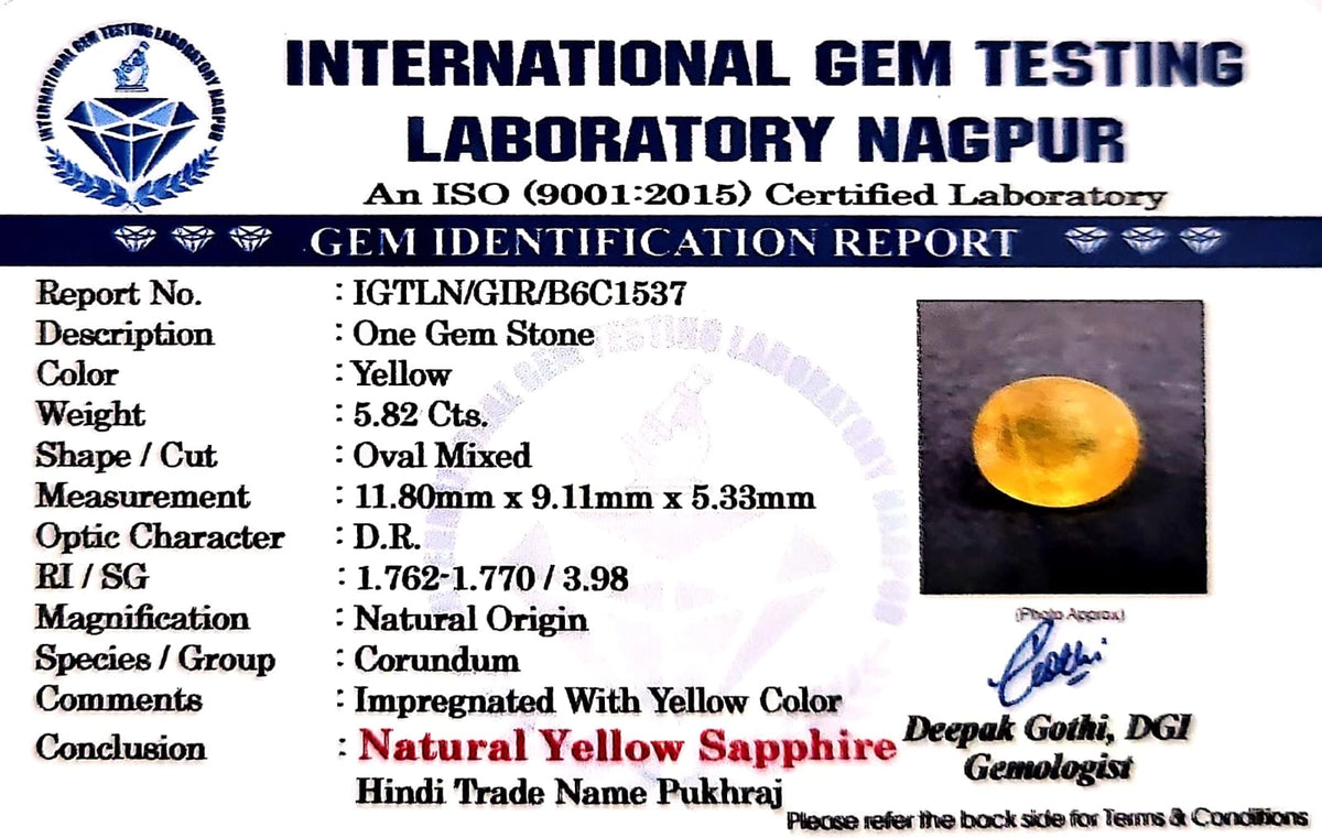Yellow Sapphire - Pukhraj Stone - Carat 5.82