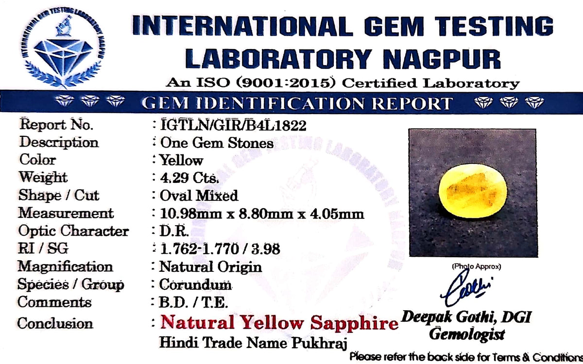 Yellow Sapphire - Pukhraj Stone - Carat 4.29
