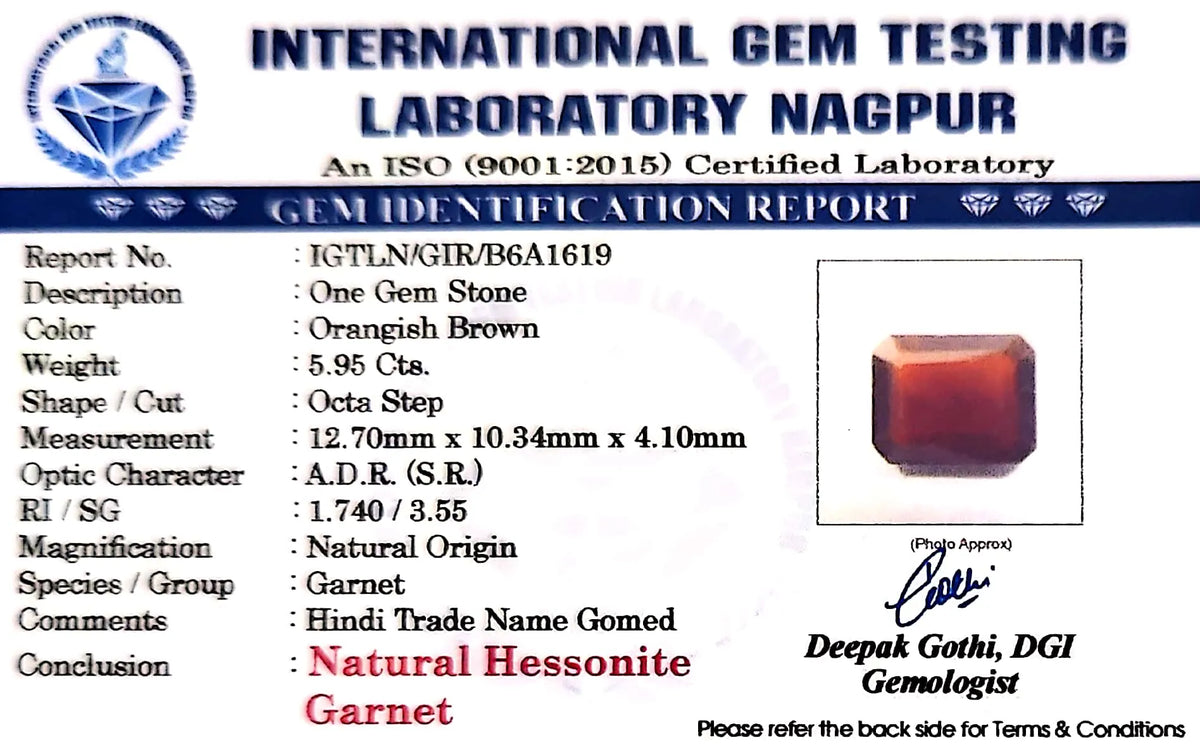 Gomed Stone (Hessonite) - Carat 5.95