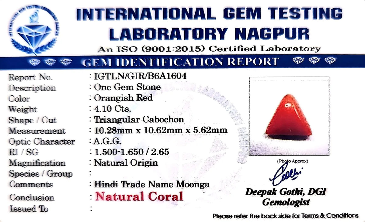 Red Coral - Moonga Gemstone - Carat 4.10