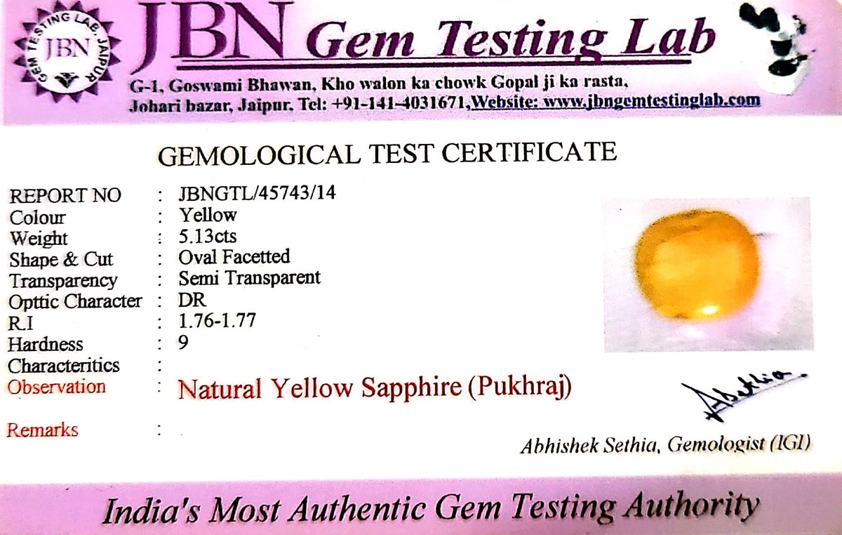 Yellow Sapphire - Pukhraj Stone - Carat 5.13