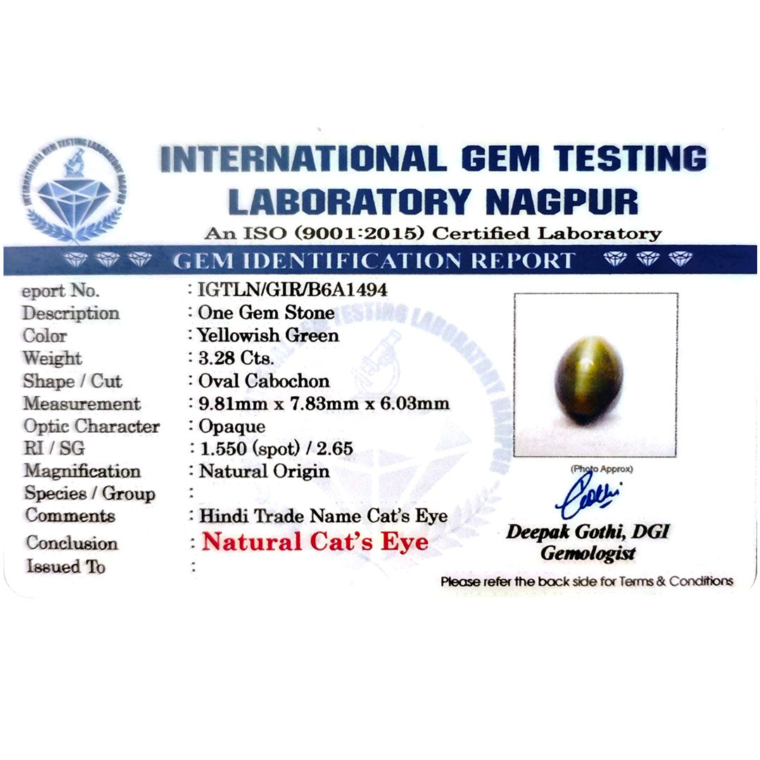 Catseye Stone (Lehsuniya Stone) - Carat 3.28