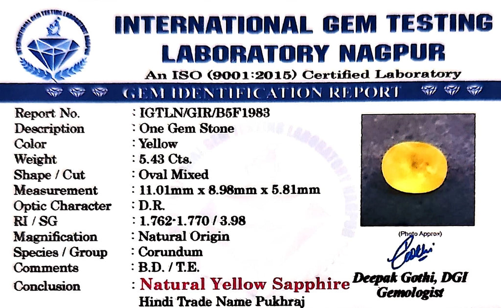 Yellow Sapphire - Pukhraj Stone - Carat 5.43